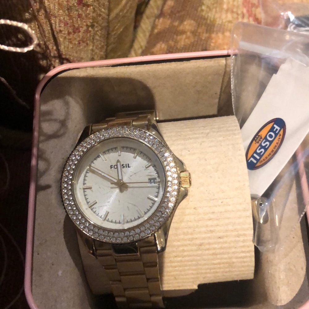 Gold fossil watch waterproof